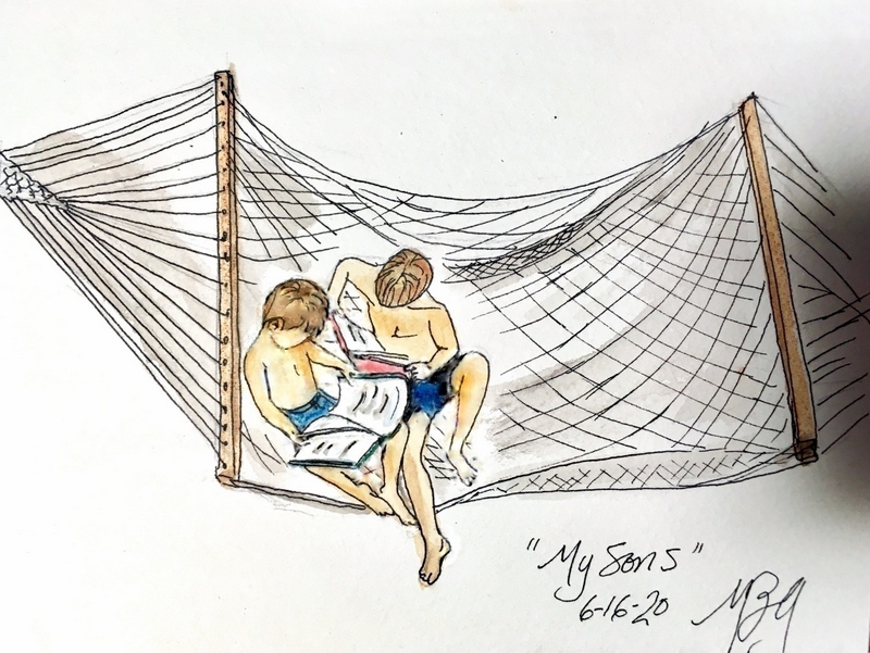 my boys in a hammock